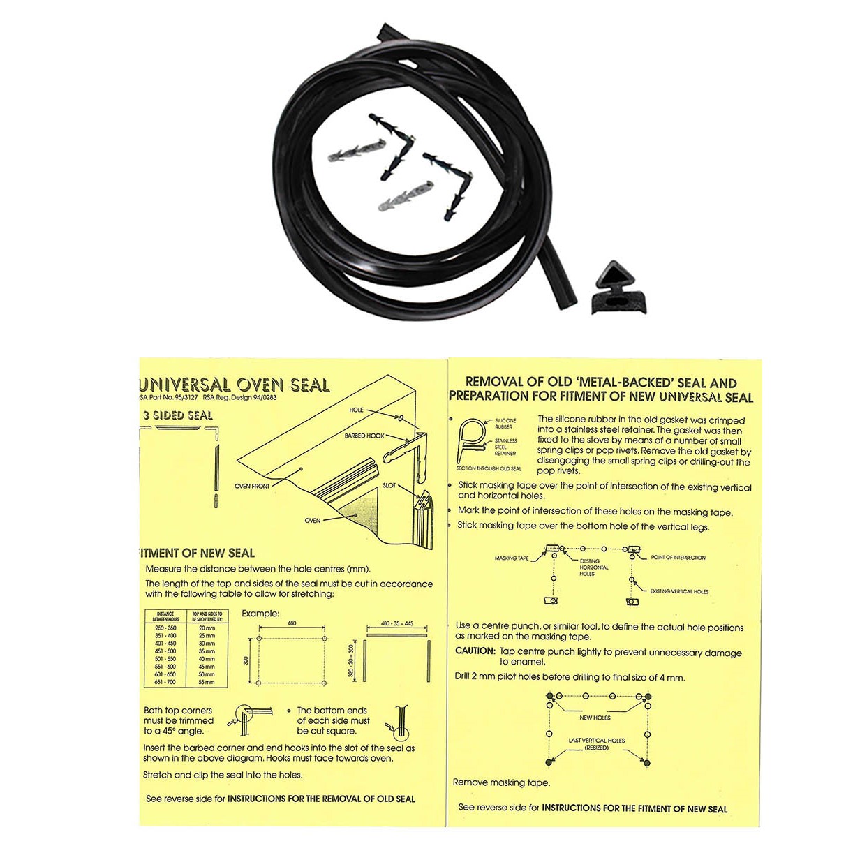 Universal Oven Door Seal 3 Sided