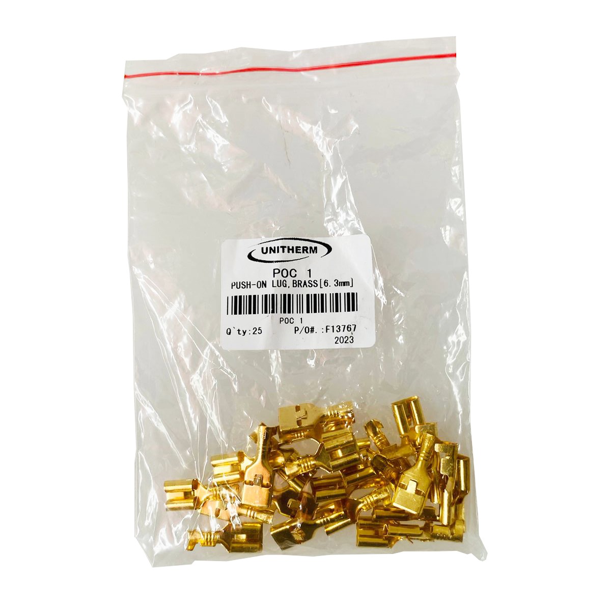 Universal Stove Push on Lug Brass 6.3mm Pack of 25