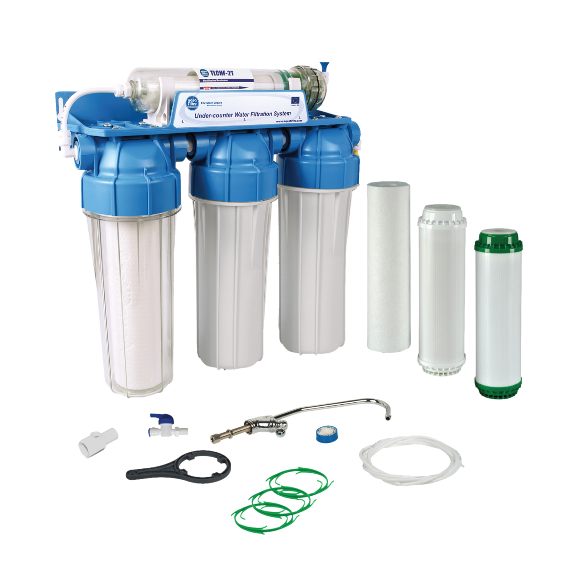 Under counter 4 Stage Water Filtration System With Cartridge Filters Included And Faucet